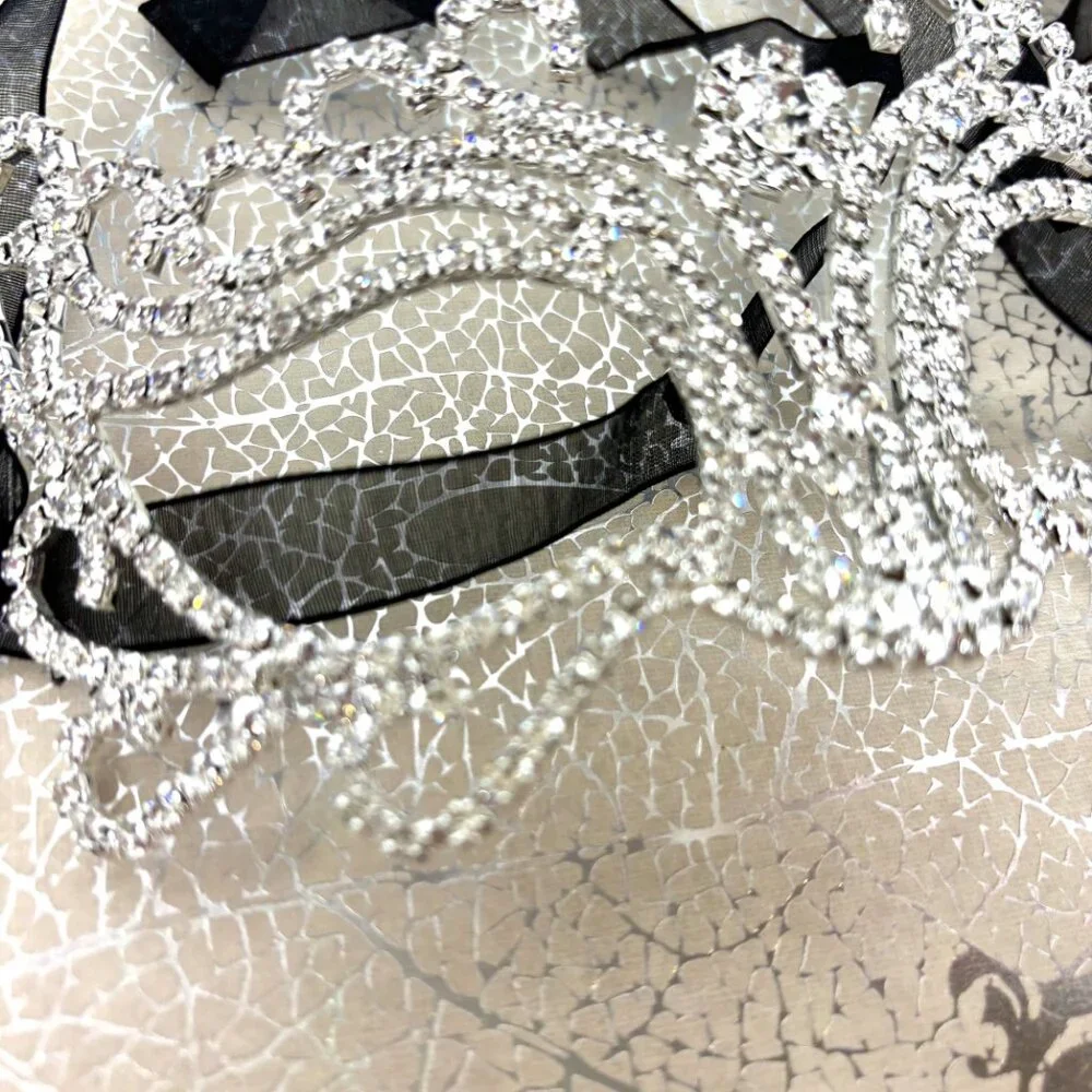 Rhinestone Jeweled Metal Harlequin Facemask NWT NOS